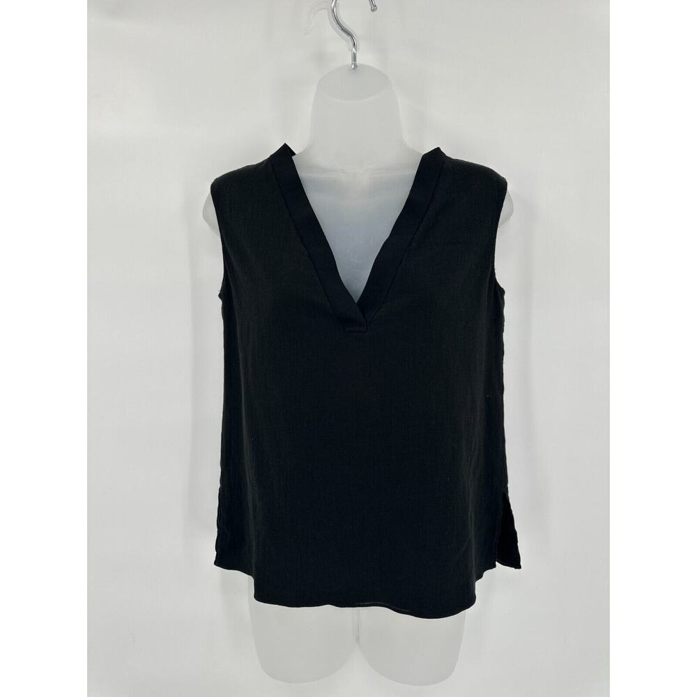 Vince Black Sleeveless Deep V-Neck Blouse Top Size XS Minimalist Office